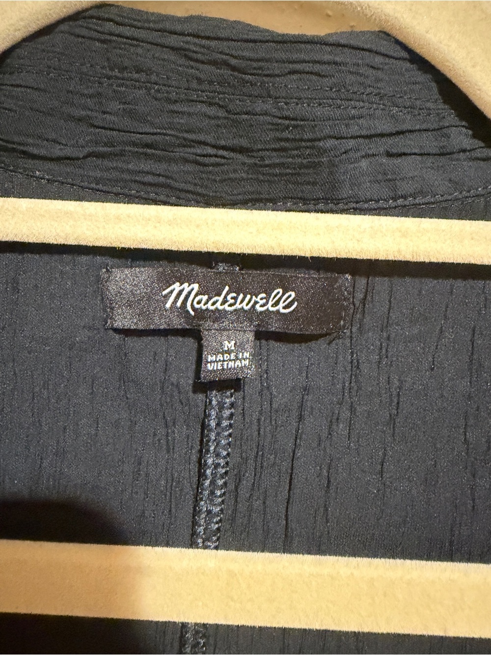 Madewell Notched V-Neck Button-Up Top Short Sleeve Black Size Medium NL056 - Picture 7 of 14